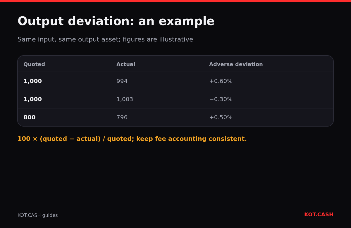 Worked output-deviation examples with stated sign convention